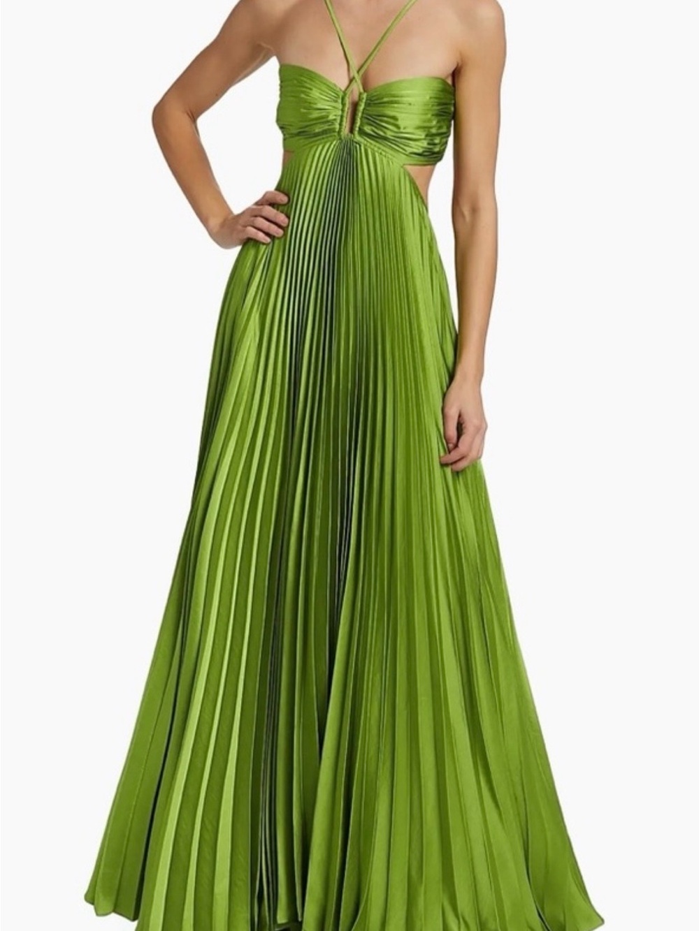 A.L.C. Moira Lime Green Strapless Pleated Maxi Gown - new with tags. Size 8